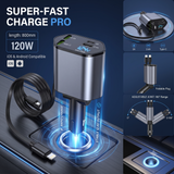 4-in-1 Super Fast Car Charger With Dual Built-in Cables Dual Usb Ports